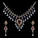 A Tourmaline & 'polki' Diamond Necklace Earrings